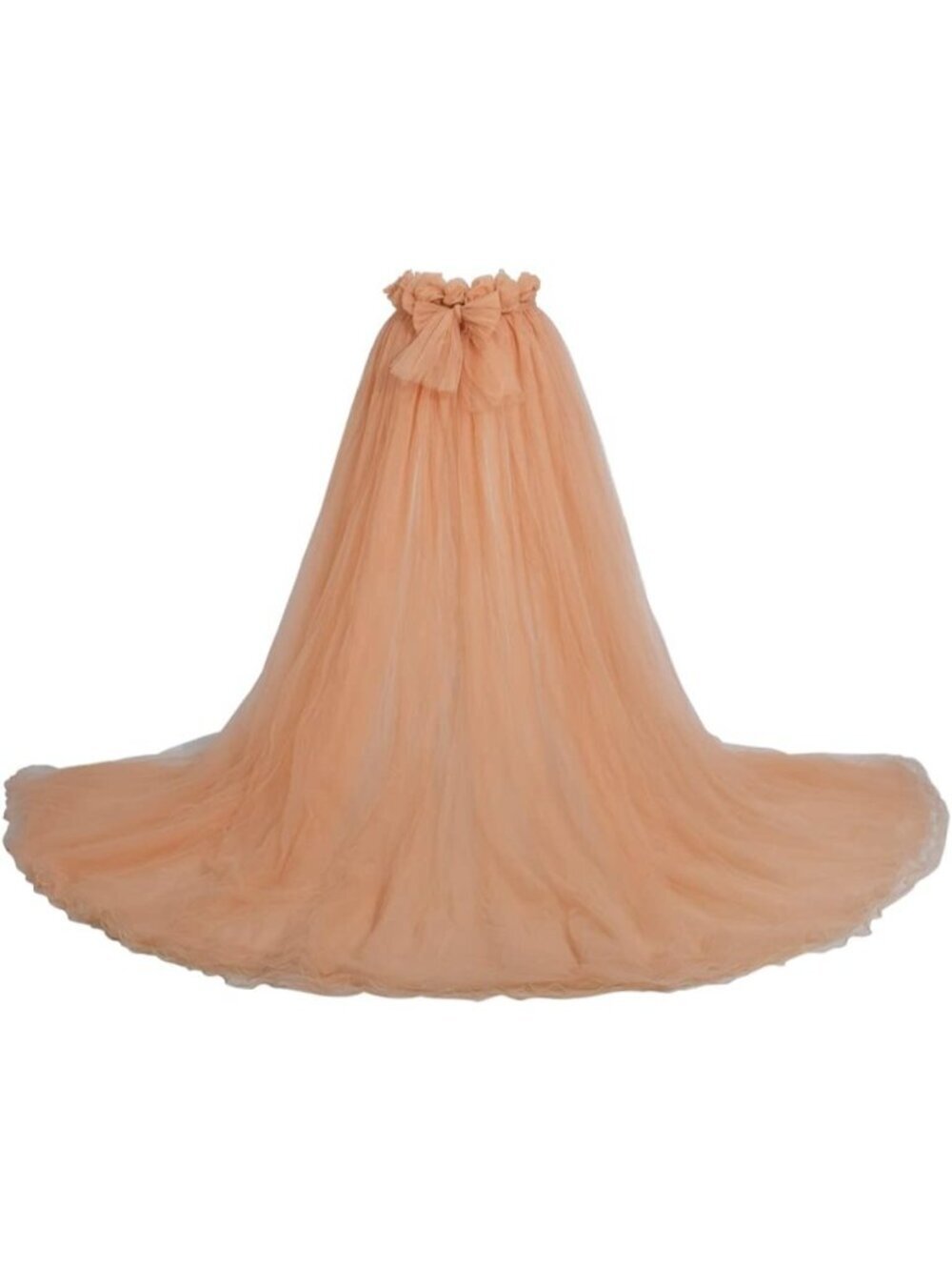Women's Skin Colour 5 Layers Tulle Tutu Long Train Cocktail Prom Mesh Maxi Dress
